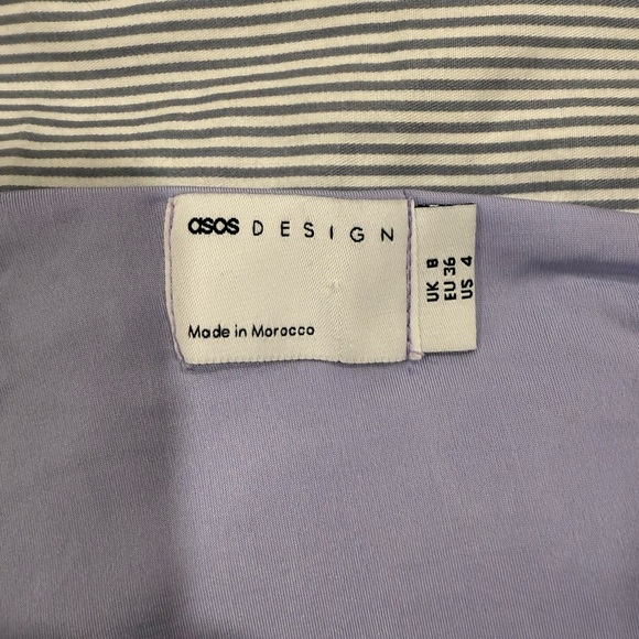 ASOS DESIGN mesh twisted shoulder mini dress with softline skirt in pastel lilac - Picture 3 of 8